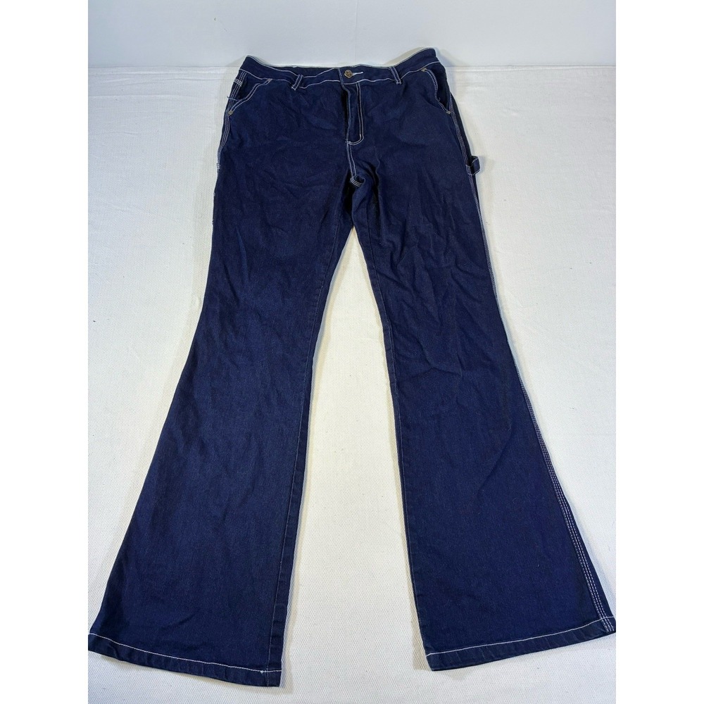 Tex Team Brazil Flare‎ Jeans Womens 48 Embroidered Chevron Dark Wash Stretch